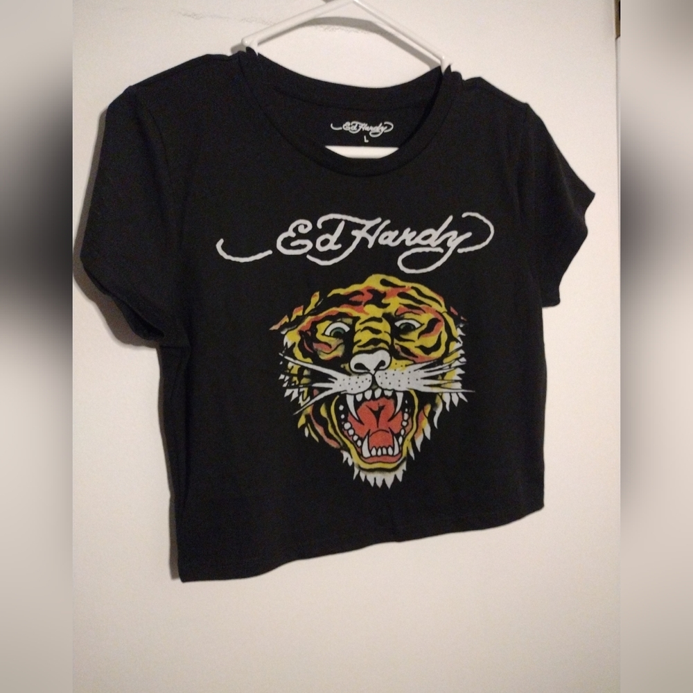 Ed Hardy  Tiger black Y2K style crop top size L